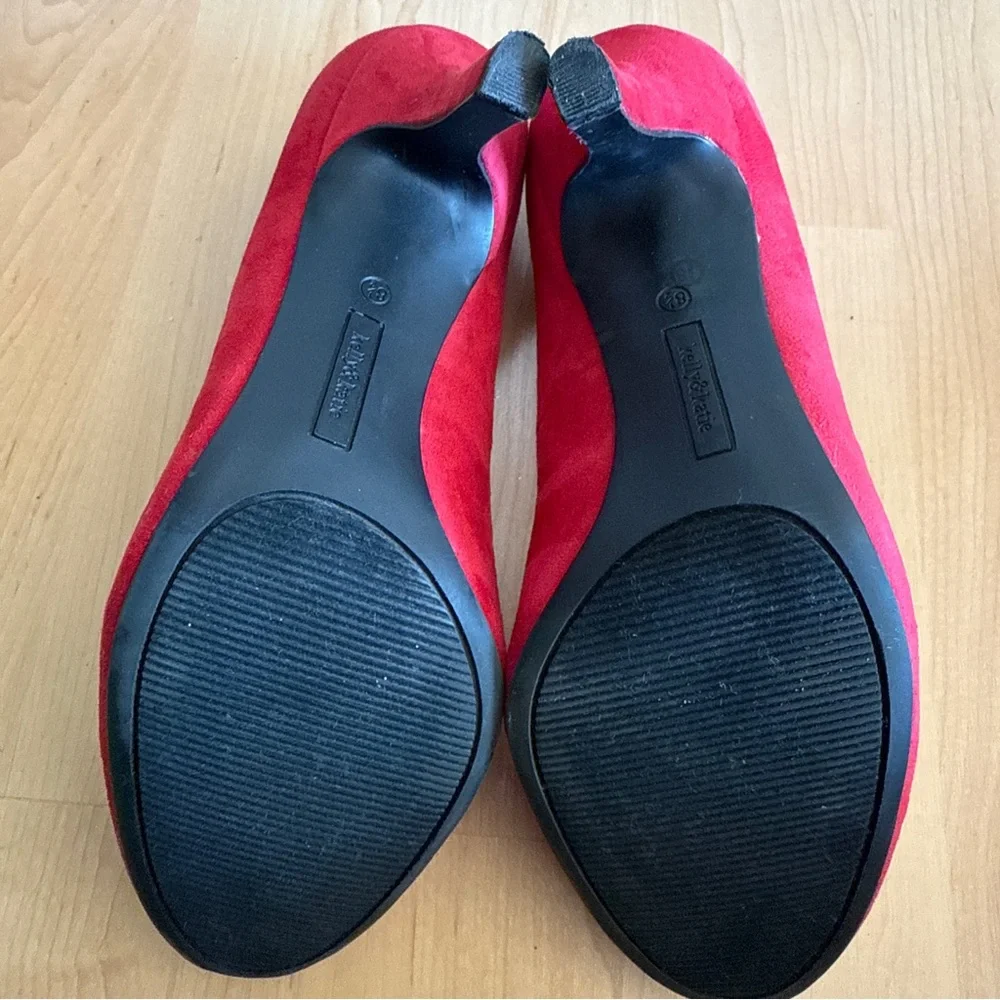 Kelly & Katie Isabel Women’s Red Faux Suede Round-Toe Pumps Heels, Size 8.5